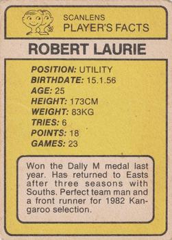1981 Scanlens #157 Robert Laurie Back